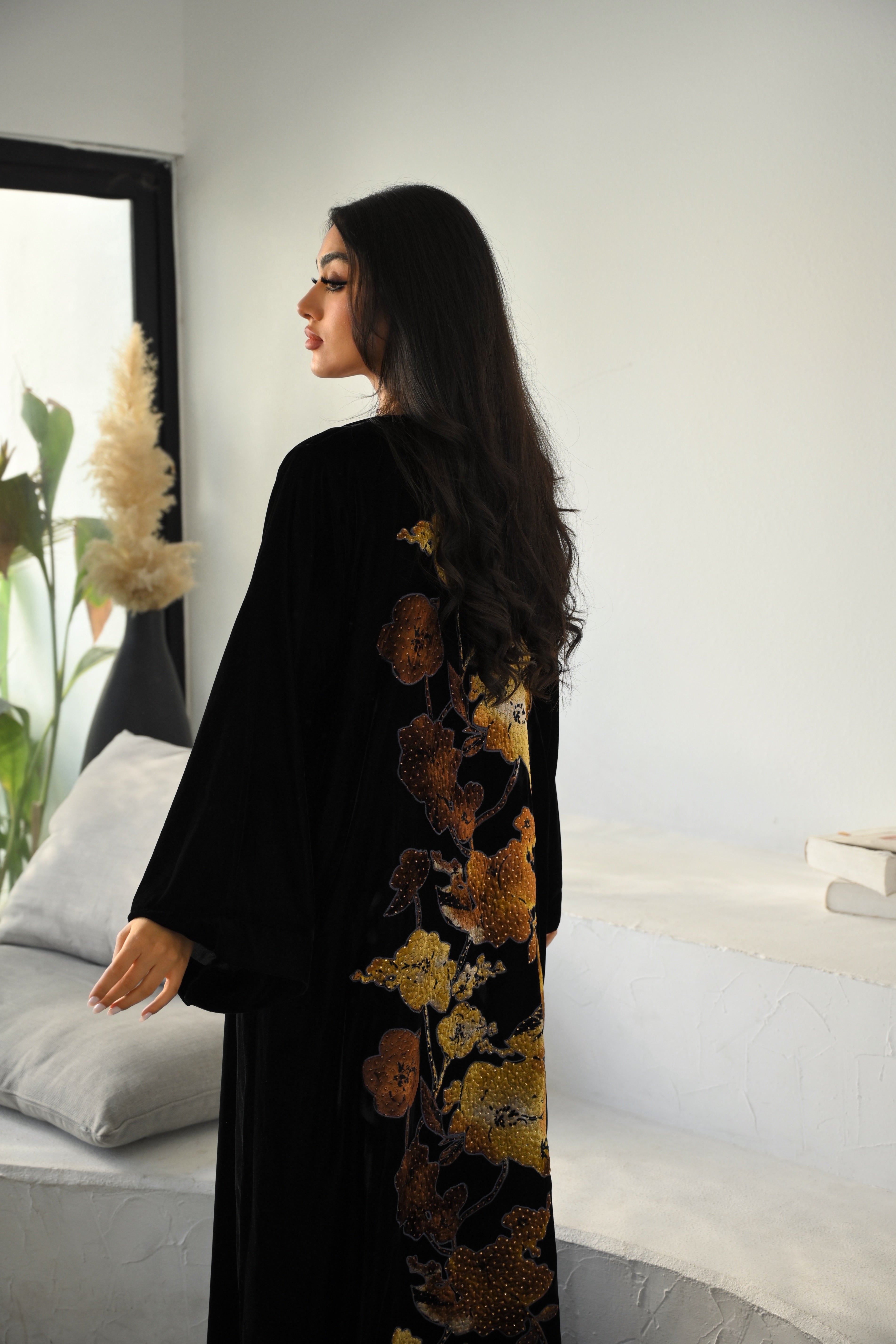 Golden midnight abaya