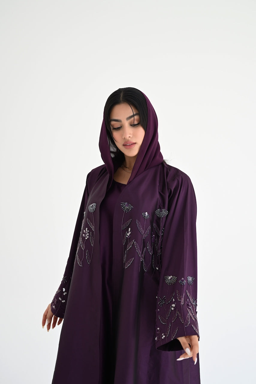 Abstract Embroidery Abaya