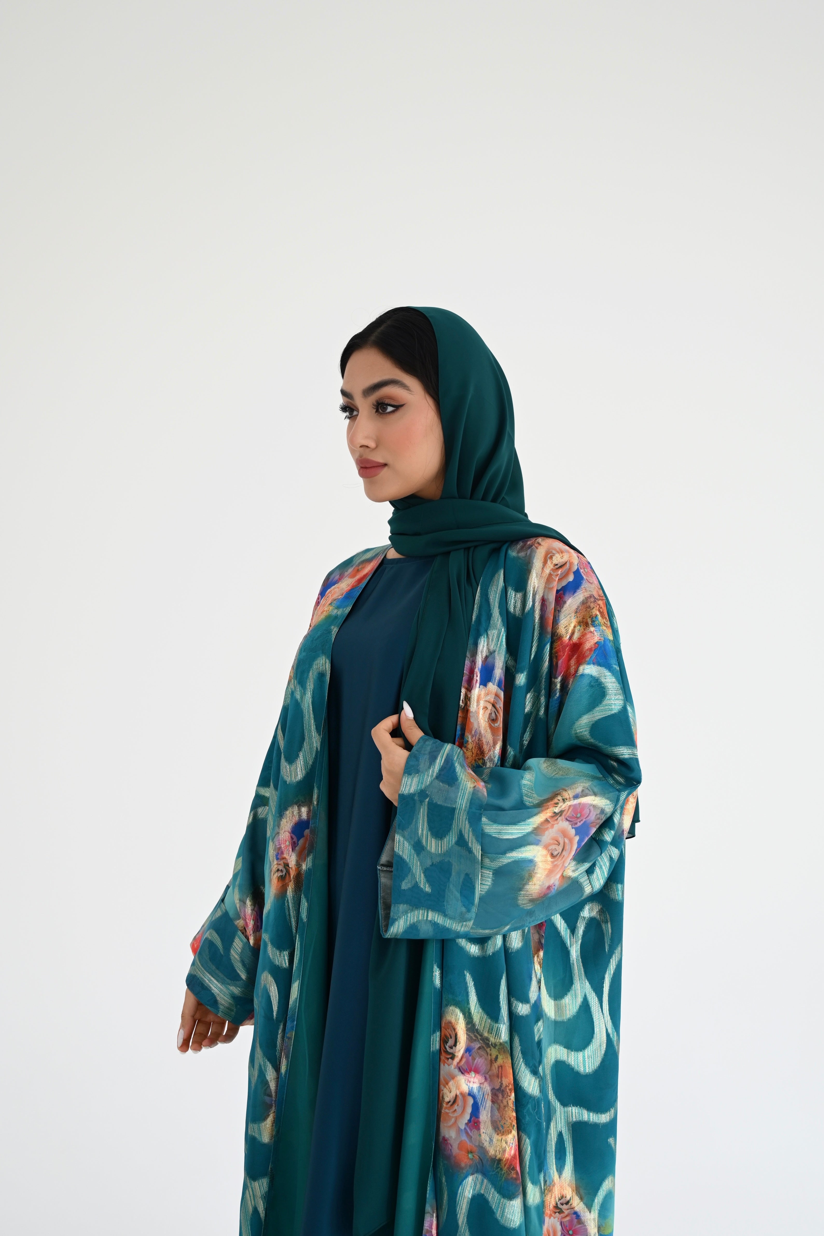 Embellished teal Kimono