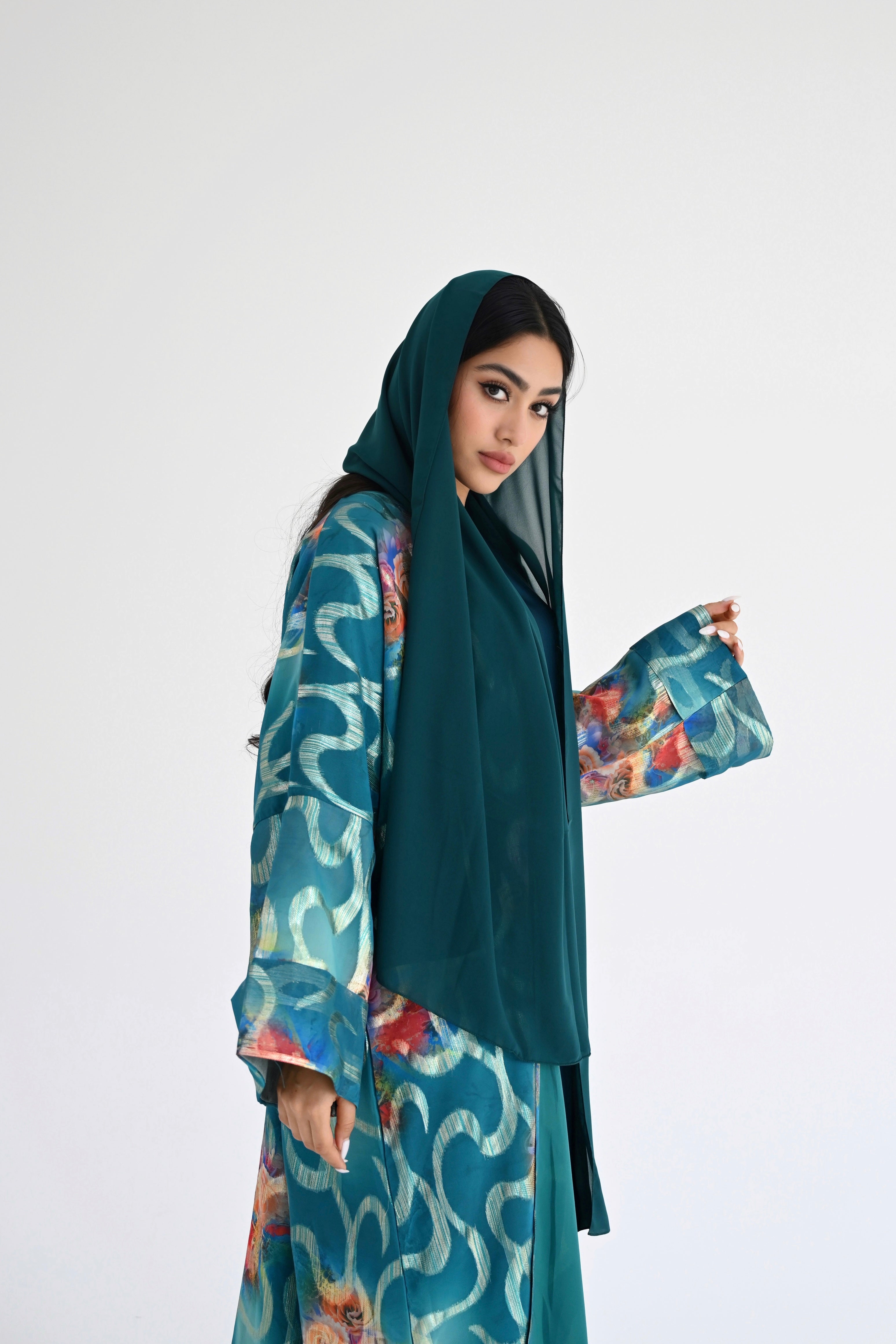 Embellished teal Kimono