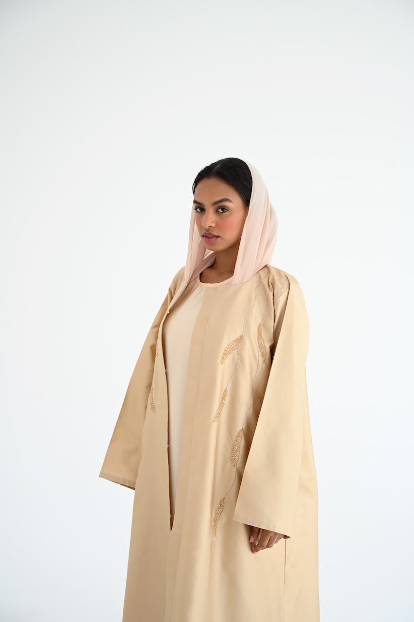 Embellished Beige Abaya